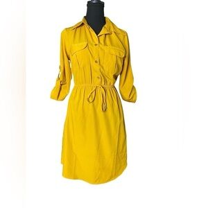 MPH COLLECTION  MINI‎ DRESS SZ L 100% COTTON 1/4 Zip 3/4 Sleeve